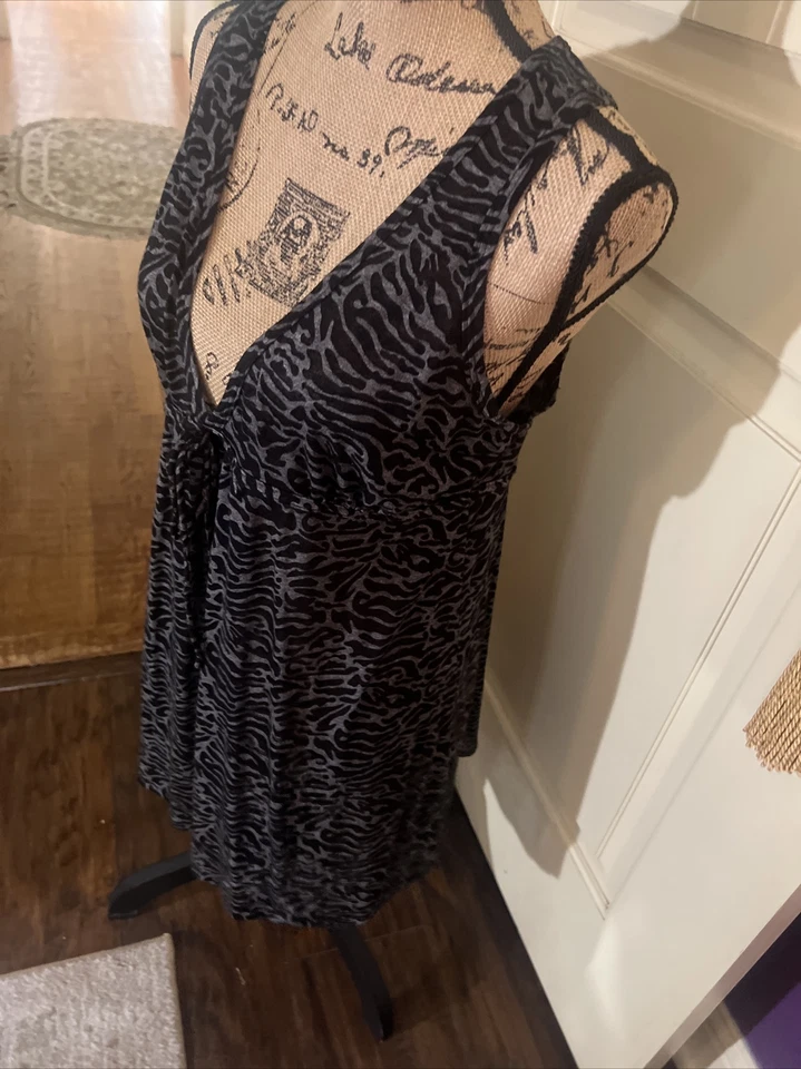 Camisón Gris Negro Sin Mangas Chemise Escote Corazón Parte Inferior Suelta L Foto 3 de 4