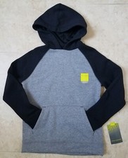 New Tek Gear Boys Pullover Hoodie Sweater Ultra Soft Fleece Black Grey Small 8 