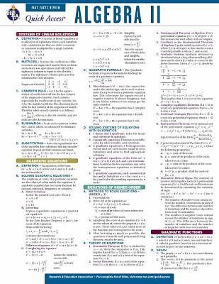 Quick Access Reference Charts Ser.: Algebra 2 - REA's Quick Access ...