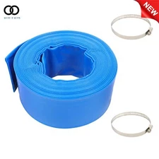 3" x 50 FT Heavy Duty Reinforced Flat Discharge Hose with Two Hose Collets