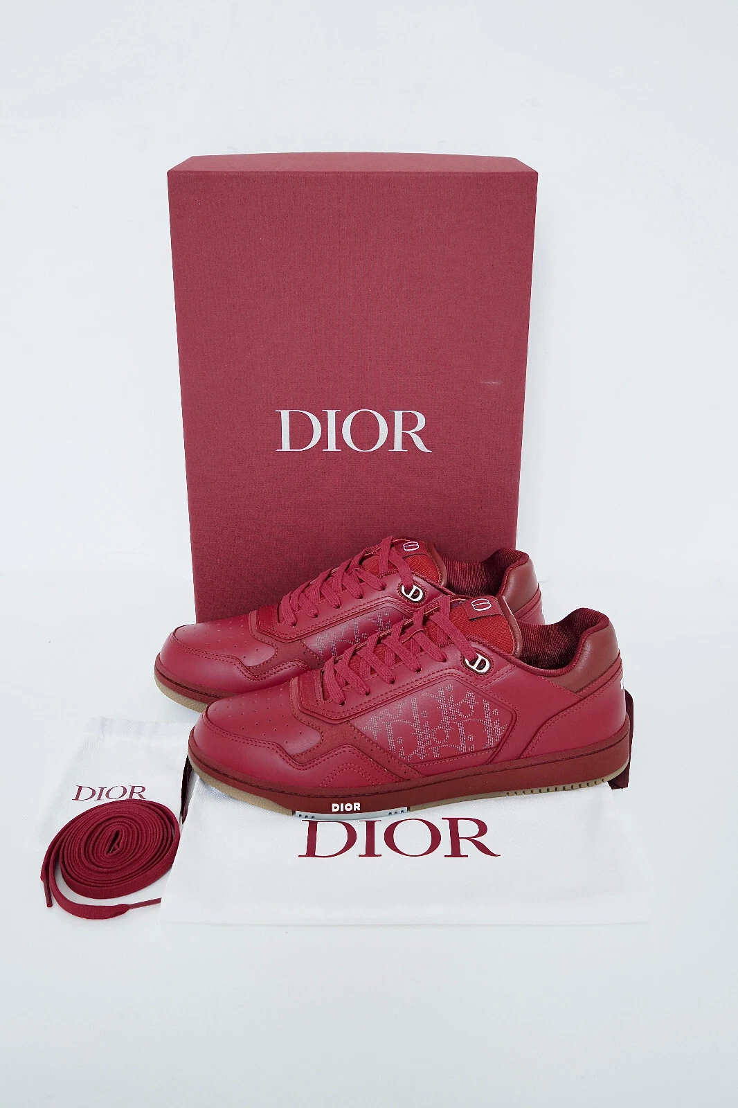 Baskets baskets DIOR cuir rouge World Tour B27 Oblique Galaxy 44 UK10 US11