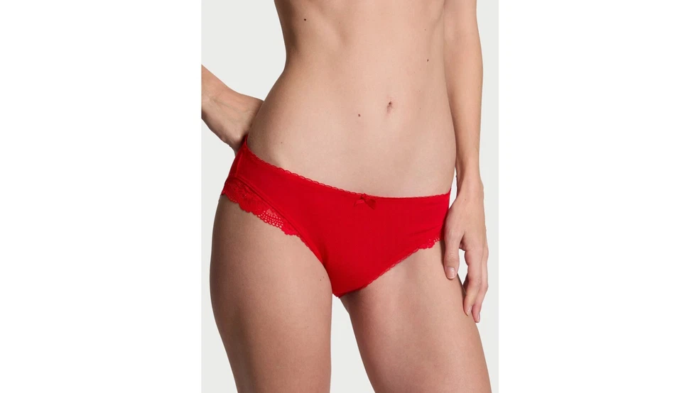 VICTORIA'S SECRET Cotton Lace Trim Bikini Panty, Red Lipstick XS S M L XL XXL - Image 4 of 4