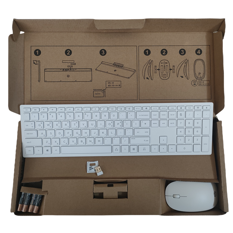 Korean layout white wireless combo keyboard and mouse for HP HSA
