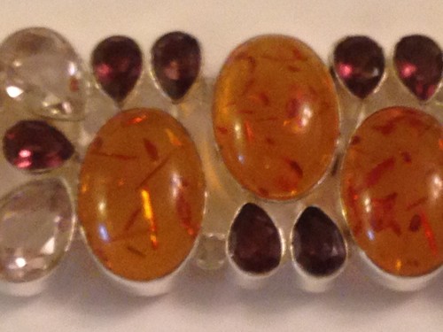 ❤️SILVER BRACELET BALTIC AMBER WHITE TOPAZ AMETHYST GEMSTONE 6.5"- 8" GIFT BOX❤️ - 第 6/6 張圖片