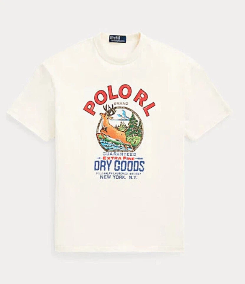 Ralph Lauren Polo Dry Goods Country Cream Deer T Shirt Men's SZ L - Image 2 of 3