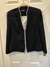 Jacques Vert Stunning Black Dressy Jacket With Pale Green Trim Size 16 Nwot