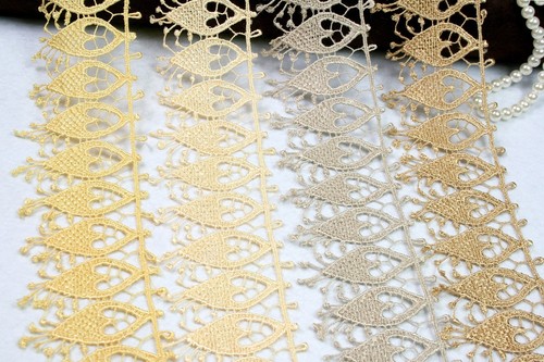 3" Pink Gray Yellow White Blue Black Ivory Embroidered Venice Lace Trim By Yard