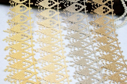 3" Pink Gray Yellow White Blue Black Ivory Embroidered Venice Lace Trim By Yard - Afbeelding 1 van 17