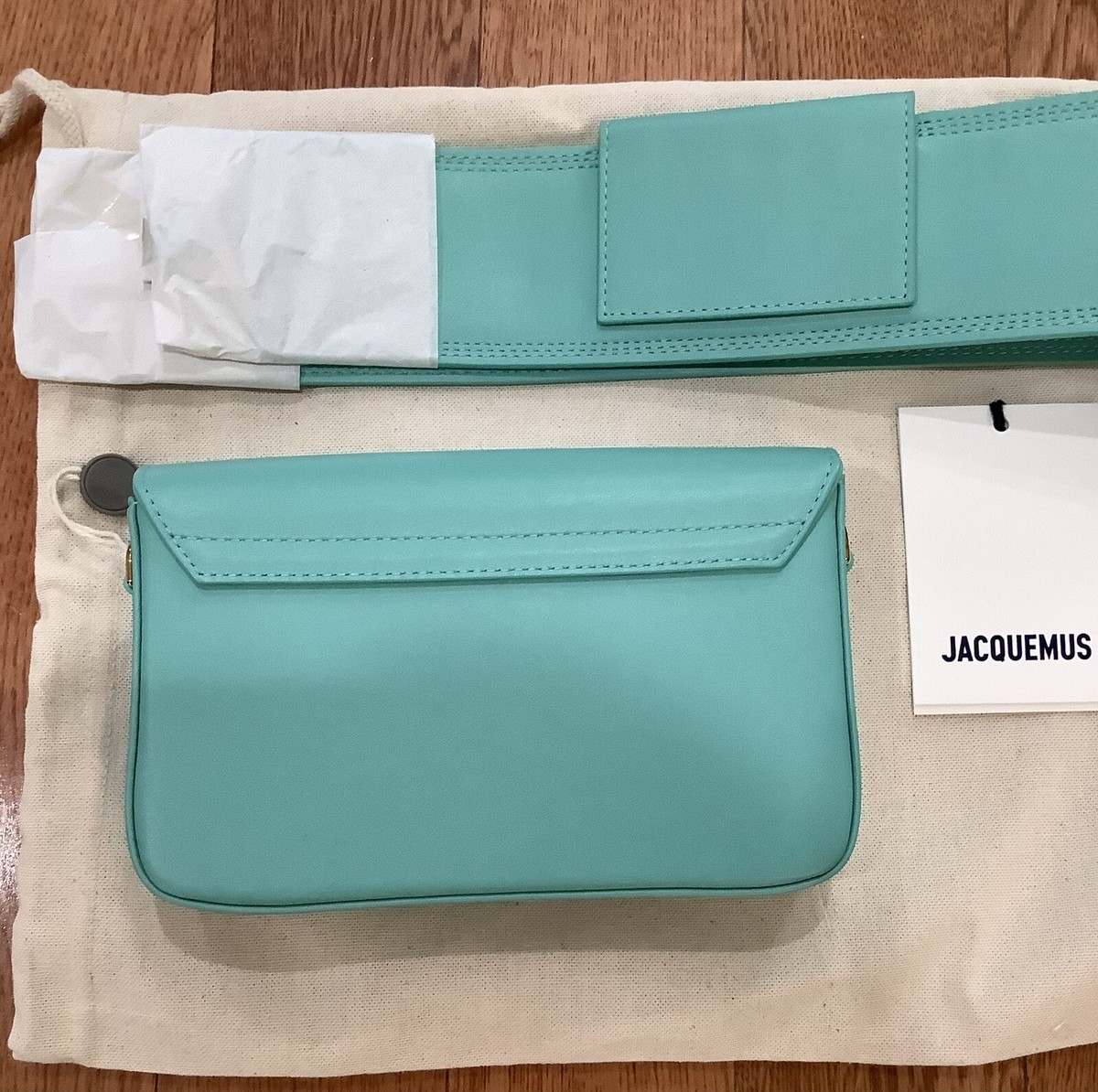 Jacquemus Turquoise Le Carinu Shoulder Bag Purse Clutch $790 NEW