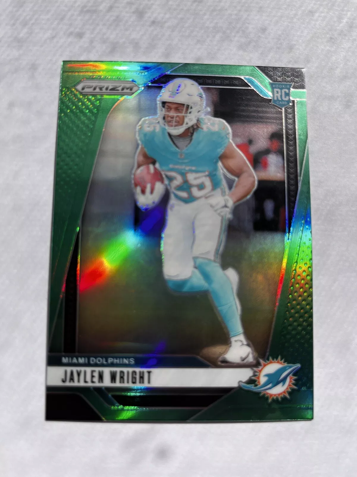 2024 Panini Prizm - Rookies Jaylen Wright #348 Green Prizm (RC) Miami Dolphins