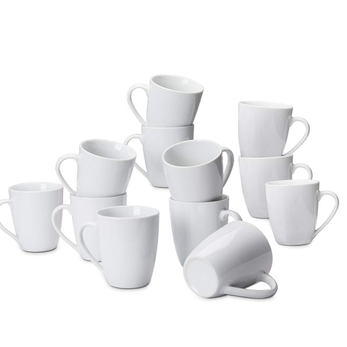 Porzellan 12 Unzen Kaffeebecher Set 12 Stück weiß