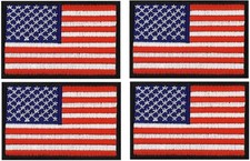 AMERICAN USA FLAG BLACK BORDER EMBROIDERED PATCH  4PC IRON ON OR SEW  3"x2"