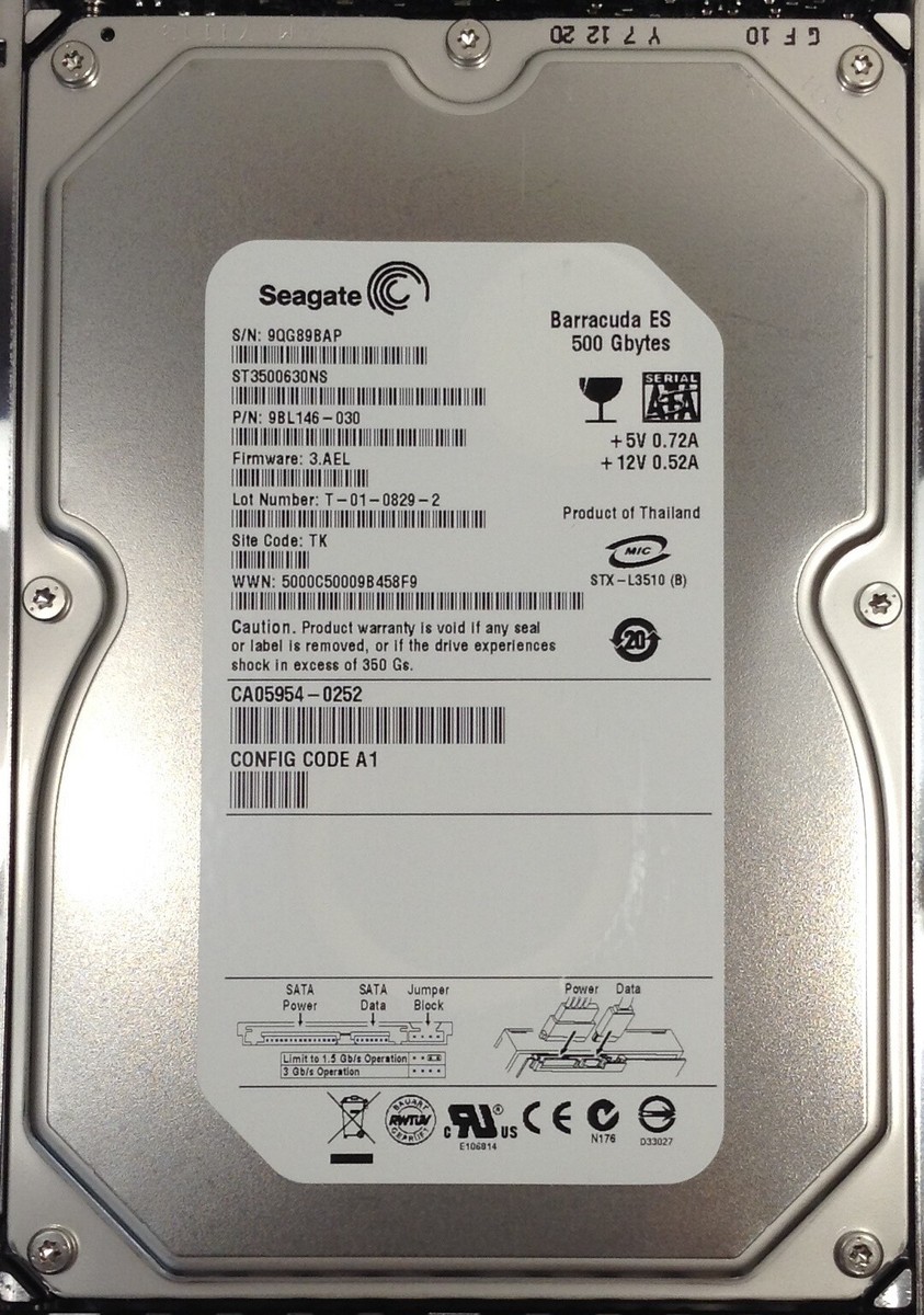 HDD SATA ST3500630NS SEAGATE 9BL146-030 500GB 500 GB HARD HDD SATA ST3500630NS SEAGATE 9BL146-030 500GB 500 GB HARD
