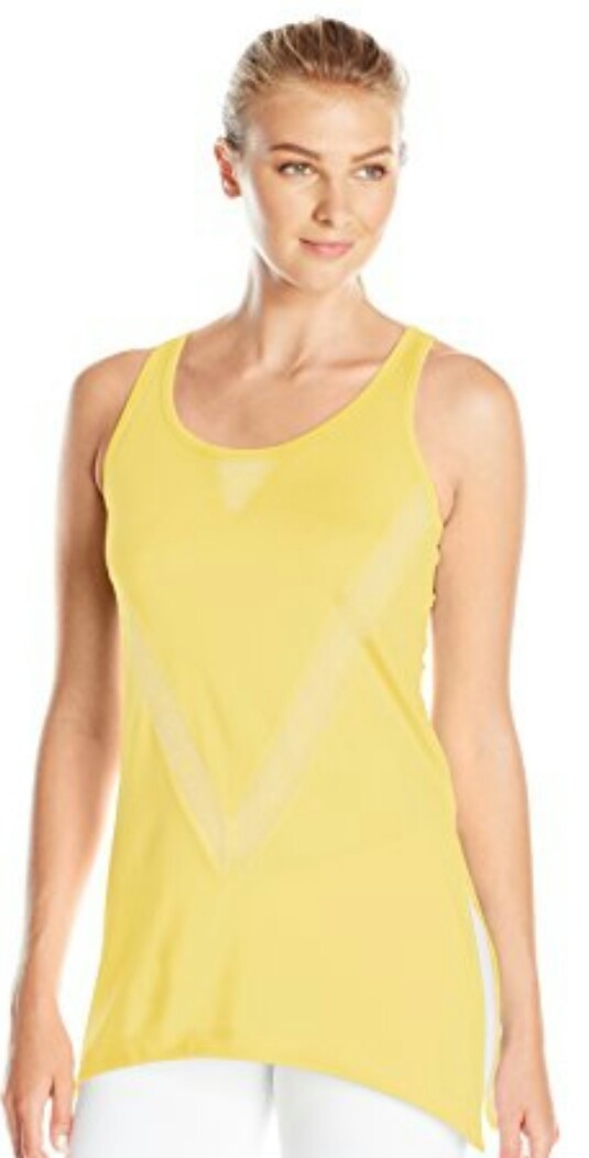 NWT $64 Nanette Lepore Play Women's Active Workout Tank Top Sz M Yellow Citron