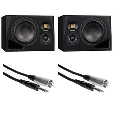 Adam Audio A8H 3-Way Monitors L/R Bundle with 1/4" to XLR Cables