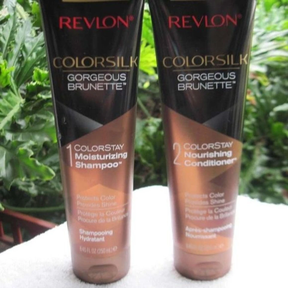 Revlon ColorSilk Brunette Shampoo Conditioner Set Shiny Brown Hair Protect Shine - Image 4 of 4