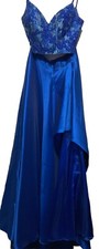Stunning Formal Gown 2 Pc. Alyce Paris Sz 4 Royal Blue Satin Skirt w/ Beaded Top