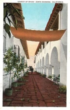 Postcard CA Santa Barbara Street of Spain White Border Vintage PC G9982