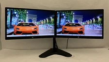 HP VH24 24" Widescreen IPS LED Dual Monitors 1920x1080 Grade A + NEW DUAL STAND