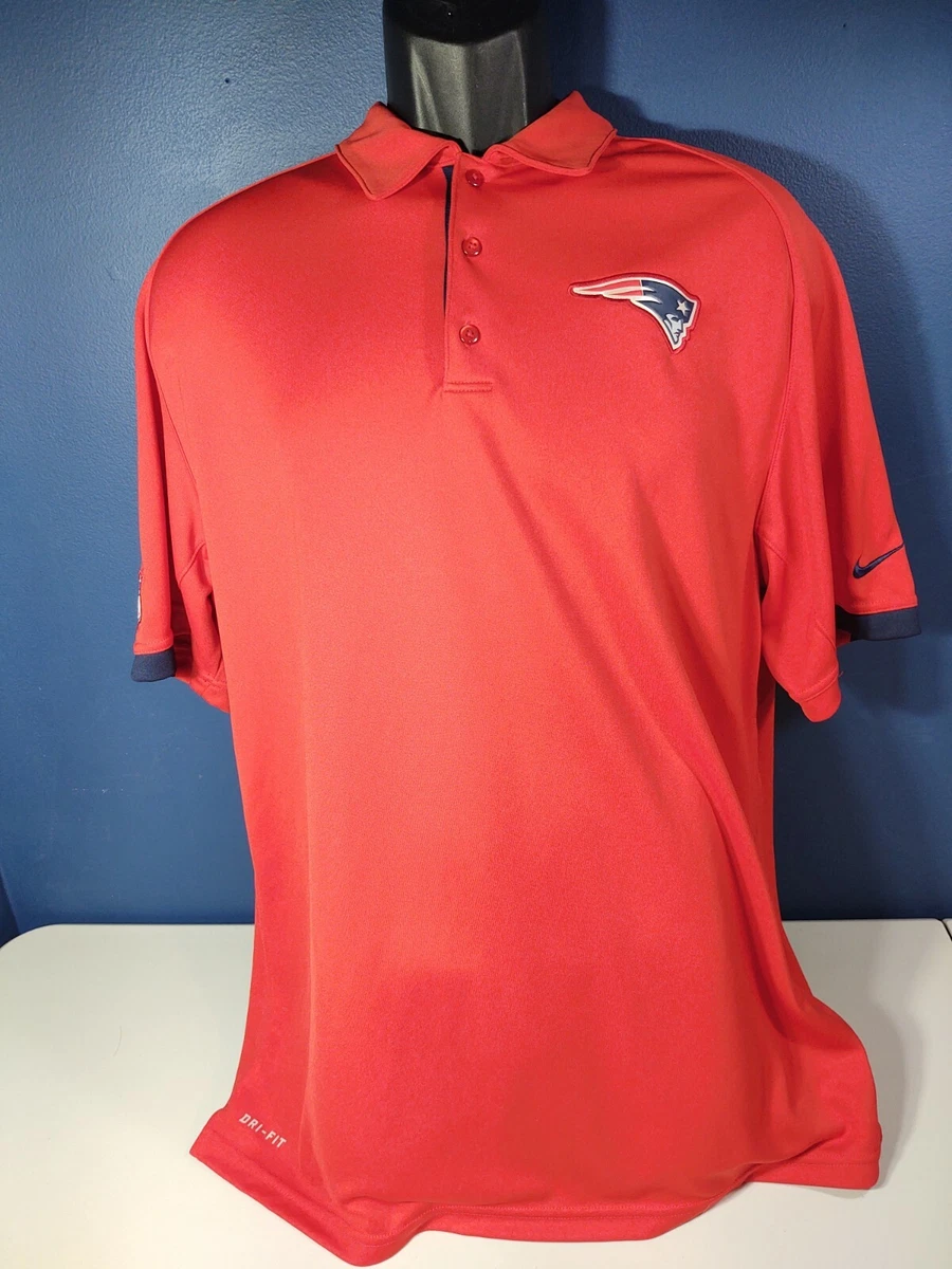 Nike Dri Fit New England Patriots Red Polo Shirt NFL On Field