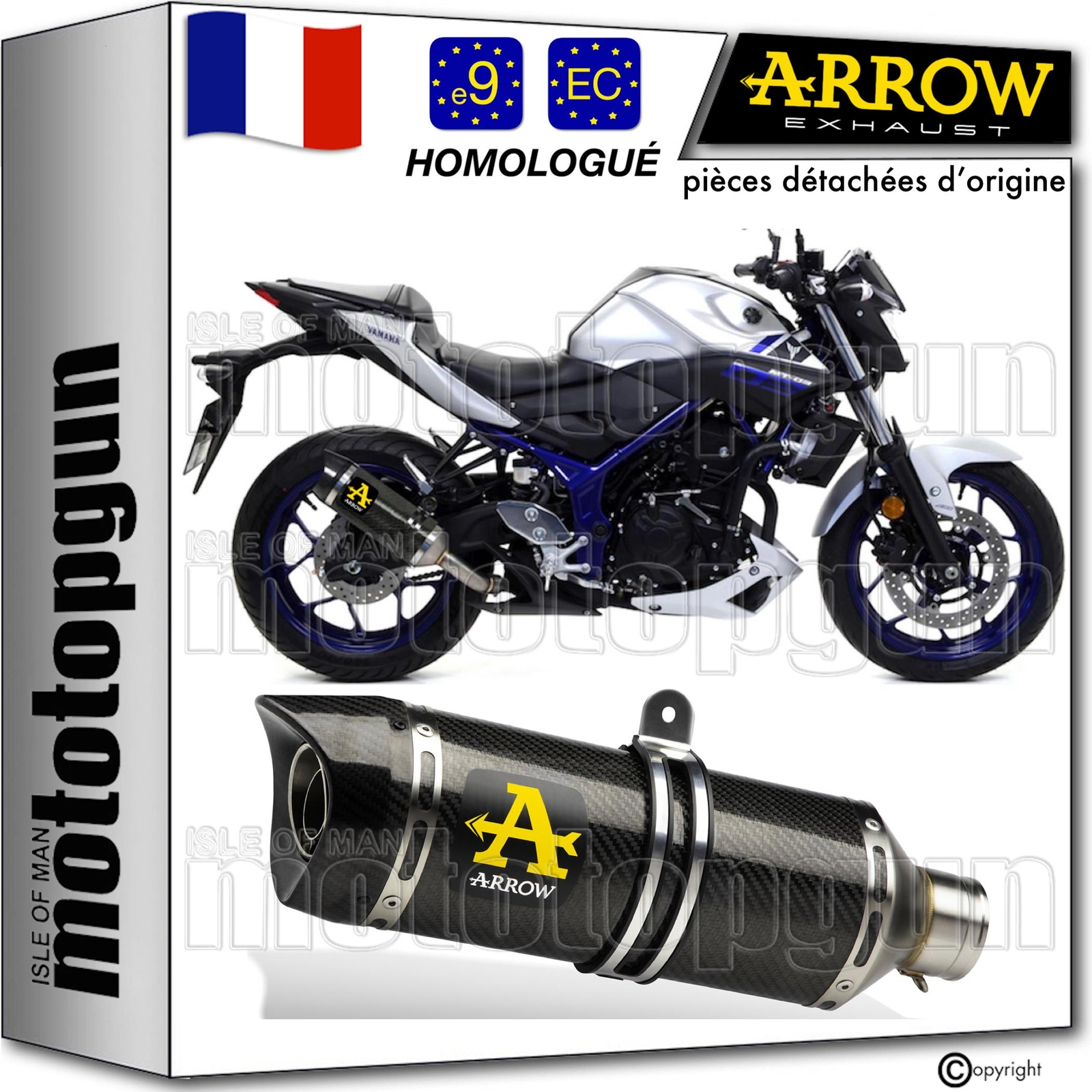 Silencieux Arrow Thunder carbone Yamaha MT-03 2016 anti-corrosion