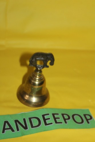 Brass Metal With Elephant Handle Top Decorative Bell - Picture 3 of 4