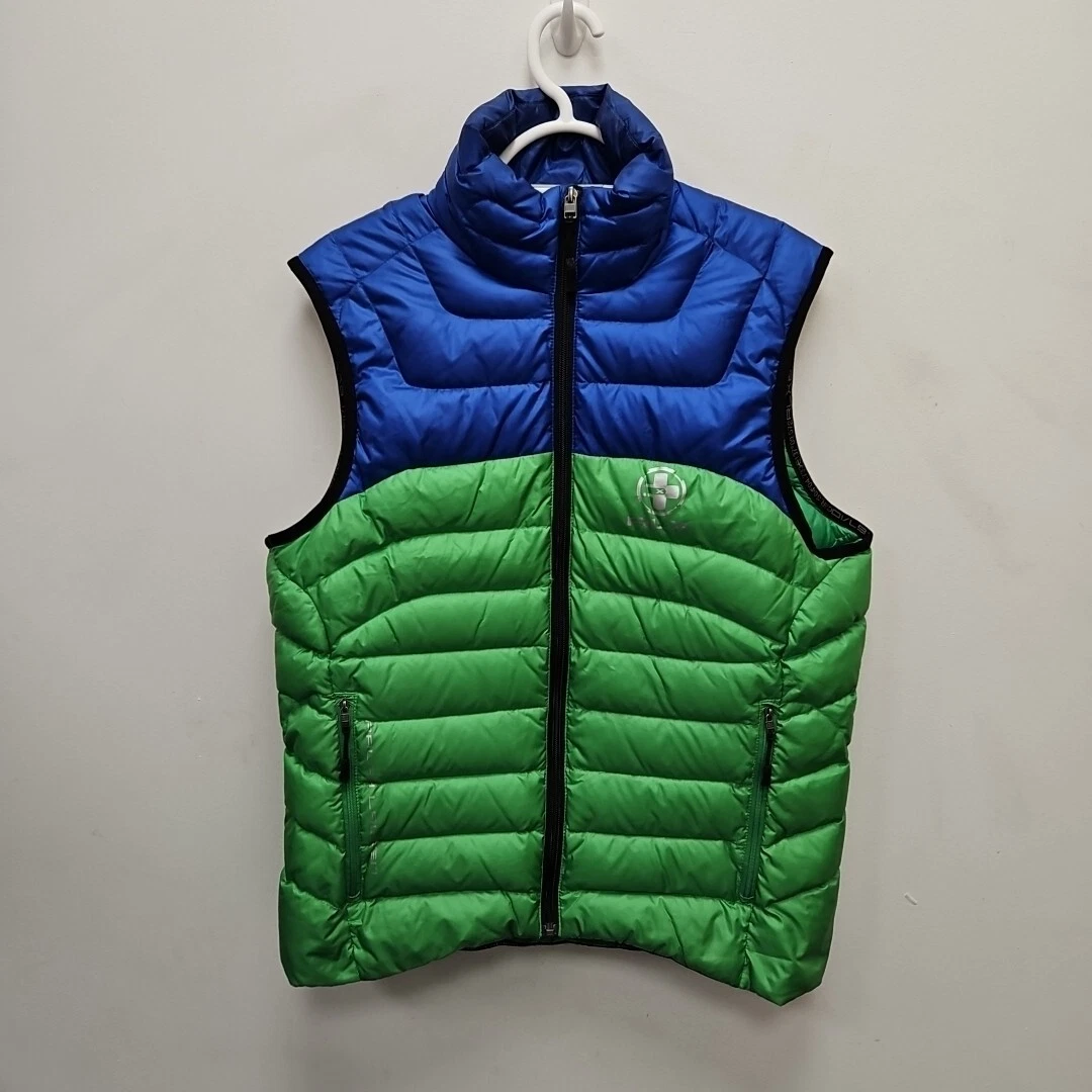 Ralph Lauren RLX Golf Puffer Gilet Small Down Blue Green Bodywarmer Vest Small