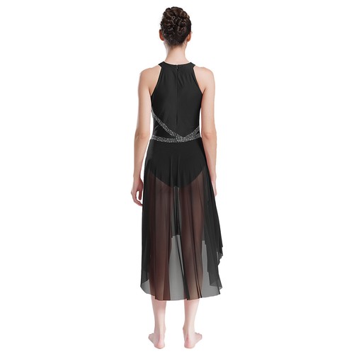 Women Dancewear Ruched Dress Chiffon Leotard Sleeveless Costume Jazz Modern - Picture 19 of 64