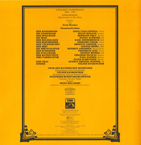 3LP HUMPERDINCK Konigskinder DONATH SCHWARZ DALLAPOZZA PREY RIDDERBUSCH WALLBERG - Picture 2 of 3