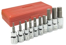 10pc Drop Forged Metric 3/8" & 1/2" Drive Hex Key Allen Head Socket Bit Set CR-V