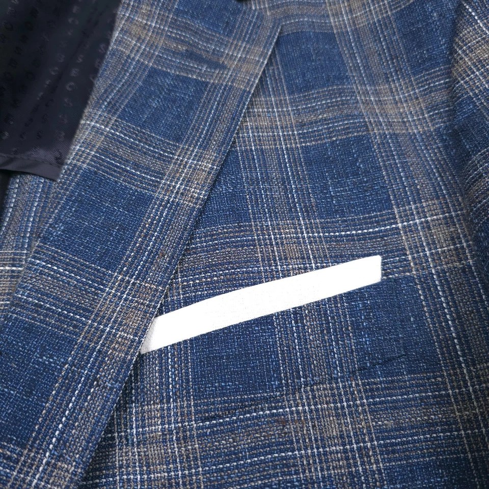 $695 Hugo Boss Hutson 233 синий клетку Slim Fit спортивное пальто куртка мужской размер 38R - Изображение 4 из 4