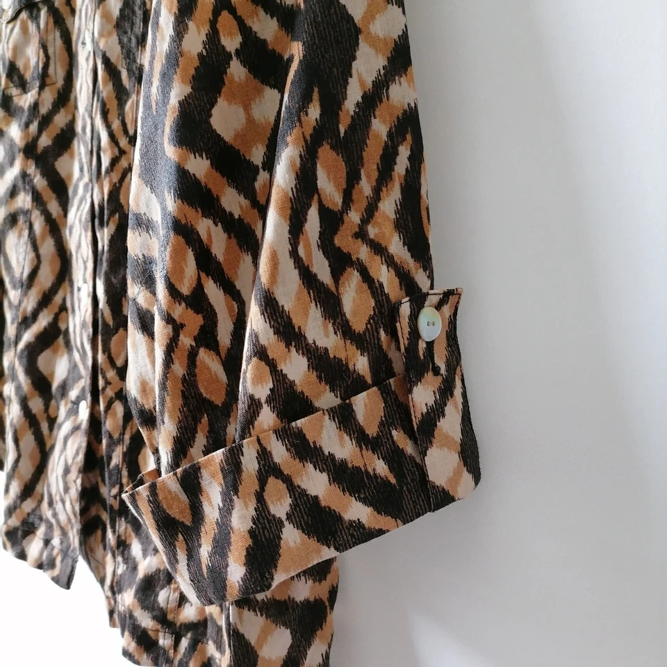 Ruby Rd. Womens Brown Roll Tab Sleeve Collared Button-Up Shirt Jacket Size 2X - Image 4 of 4