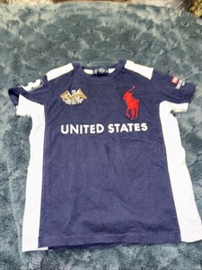 Polo Ralph Lauren Ocean Challenge Shirt Youth 5 Big Pony Spell-out #3 USA Blue
