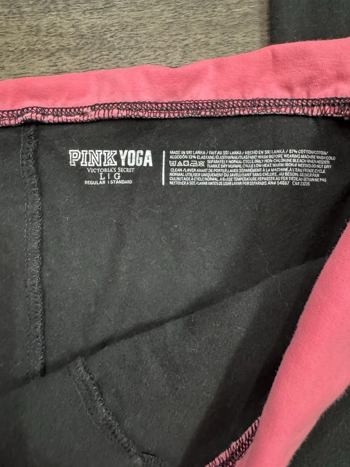 Victoria’s Secret ROSA Plegable Cintura Acampanada Y2K Pantalones de Yoga Grandes Bling Negro Foto 4 de 4