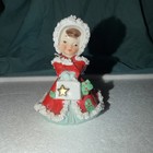 Vintage Japan Hand Painted Ceramic Christmas Girl Figurine Red/White Small 1956 — photo 1