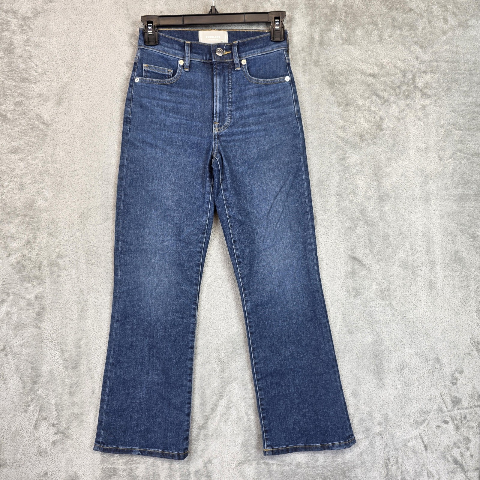 Everlane Kick Crop Jeans Womens 24 Blue Medium Wash Mid Rise Slim Stretch Denim