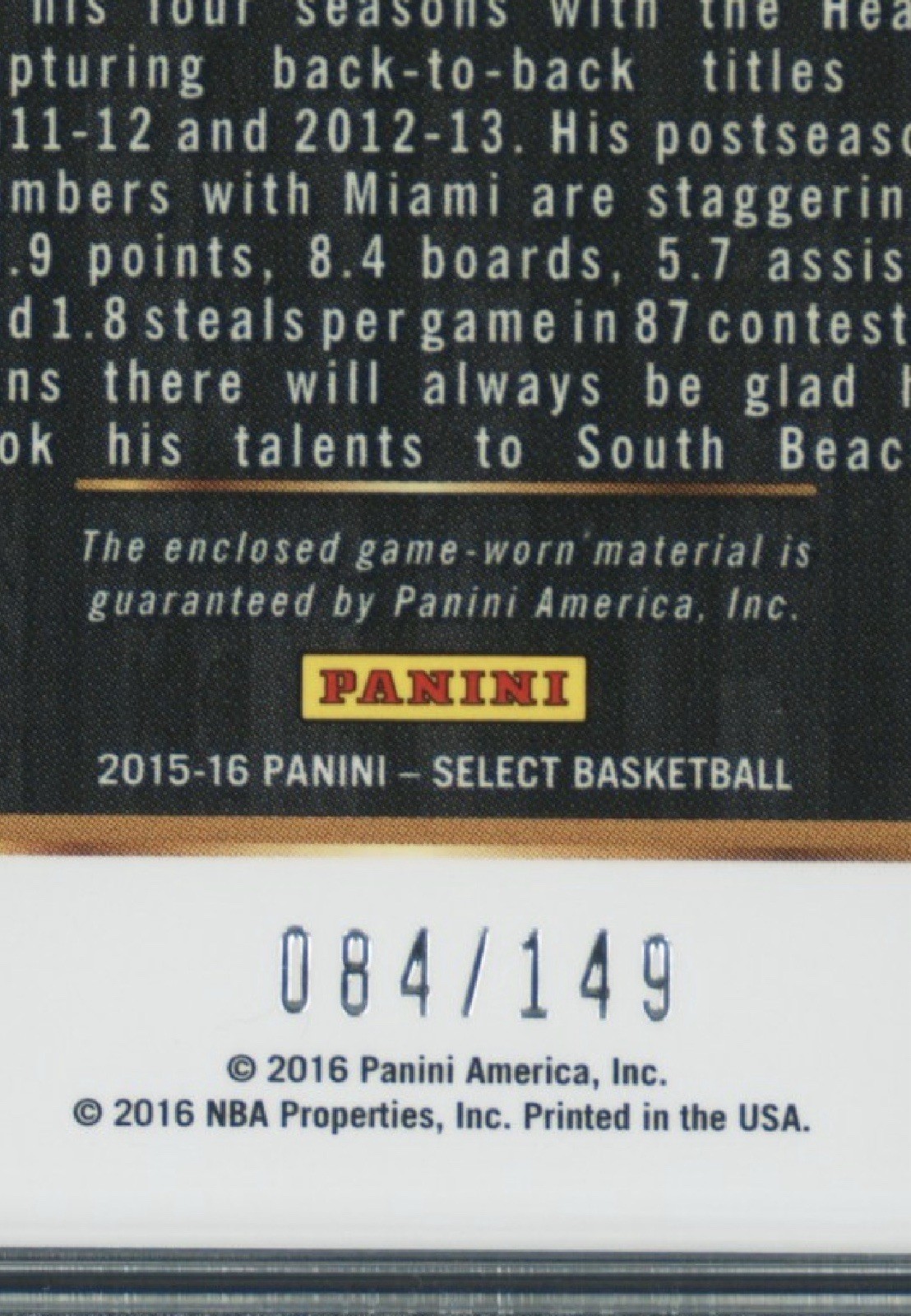 PANINI LEBRON JAMES SELECT THROWBACK GAME USED WORN PATCH JERSEY MEM GRADED PSA! view 2