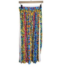 Vtg 90s Floral Pleated Maxi Skirt Size 8 High Waist Whimsical Colorful Statement