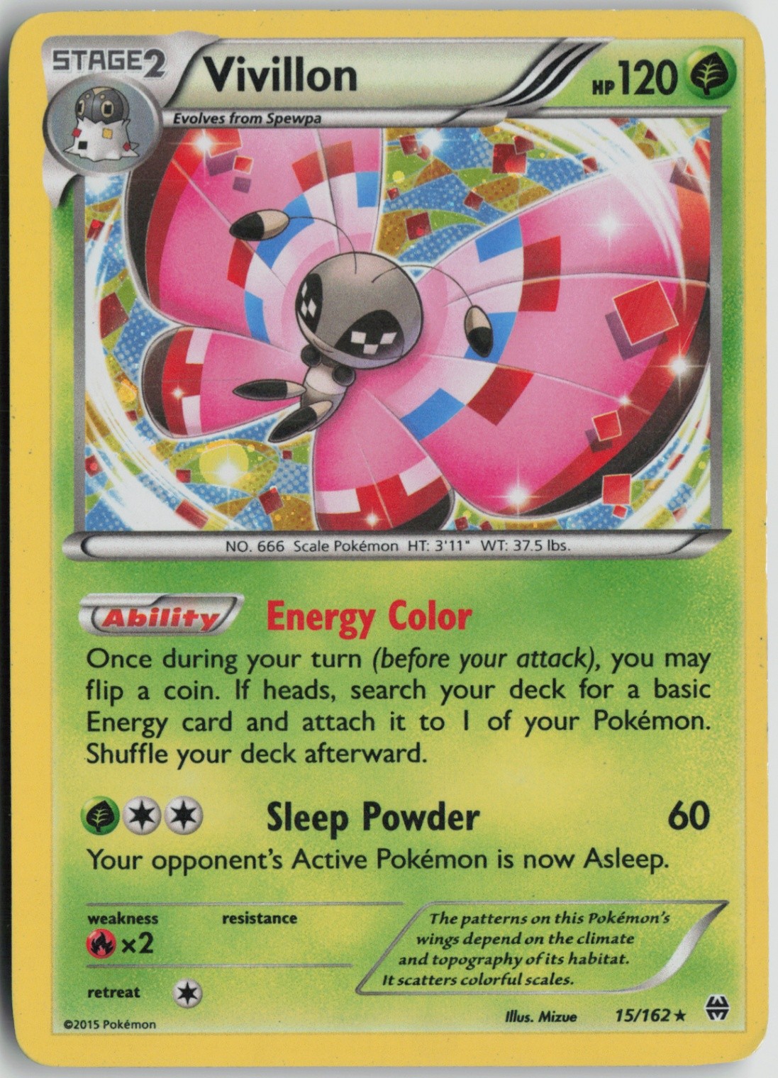 Vivillon 15/162 Holo Rare XY - BREAKthrough LP Holo