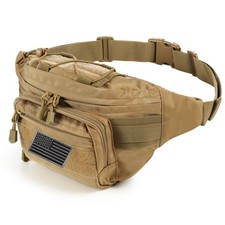 Tactical Fanny Pack Military Waist Bag Pack with USA Flag Patch Utility Hip P...