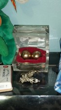 Chinese Baoding Metal Hand Exercise Balls w/ Display Case, Red Velvet Insert
