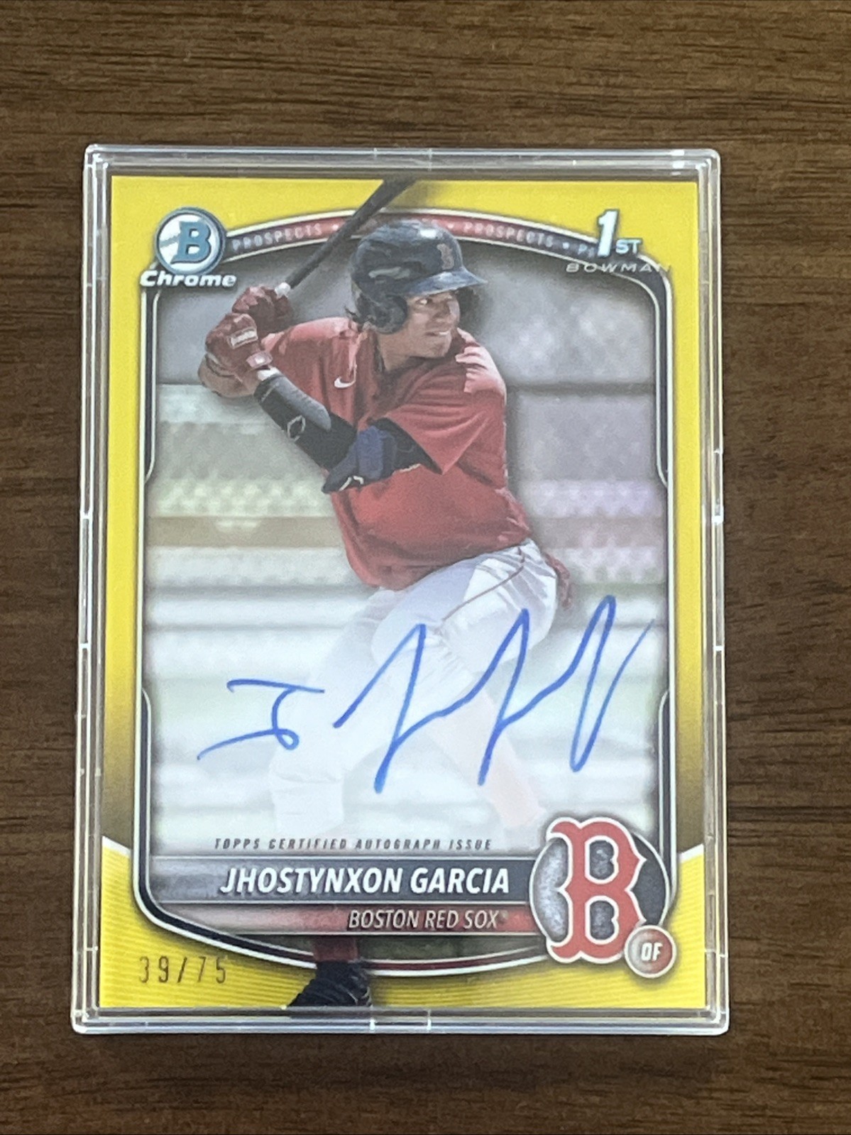 Jhostynxon Garcia 2025 Bowman Chrome 1st Auto /75 True Yellow