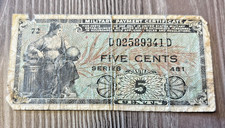 Vtg Military Payment Certificate 5 cents Series 481 1950s MPC Used Circulated