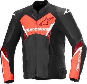 Alpinestars Faster V3 Airflow Leather Jacket - Black/Red Fluo