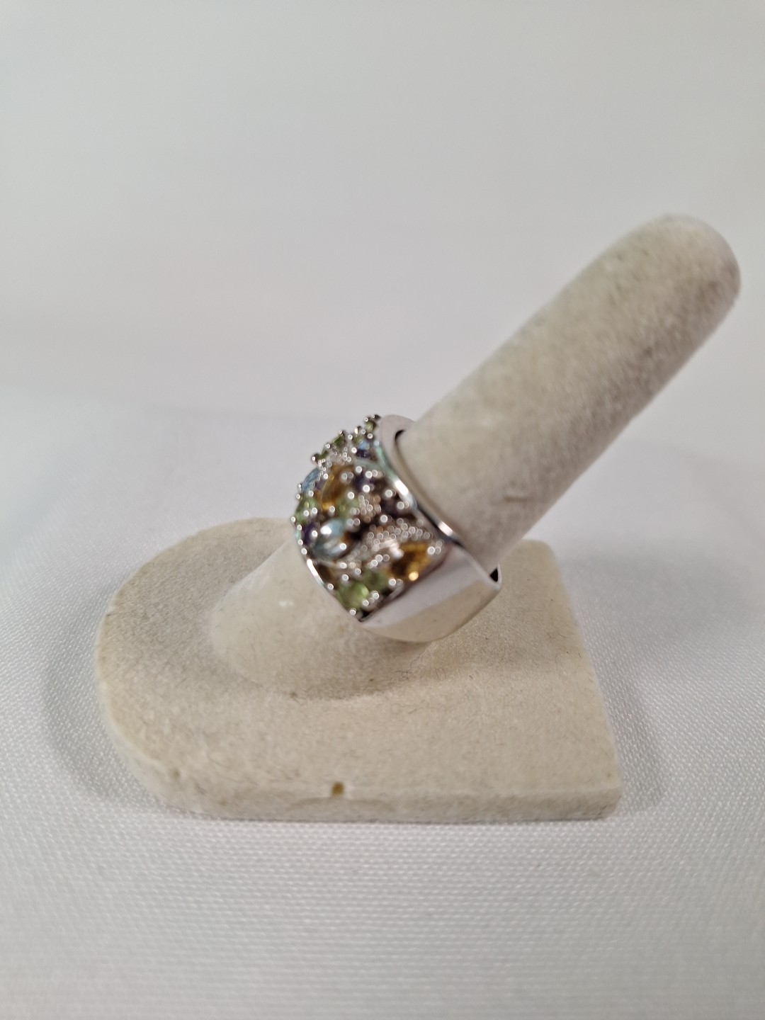 925 Silver Multi Gemstone Ring Size 7 - image 2
