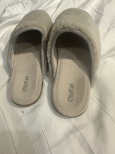 OluKai Beige Hale Mule Slipper Shearling And Fleece Lined Interior W9