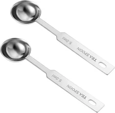 2 PCS Teaspoon Measuring Spoon Set Stainless 3 cm x 12 x 1.1 cm, Silver 