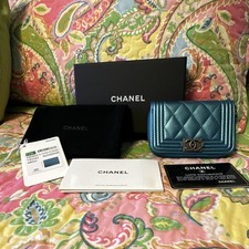 COA_CHANEL Boy Wallet_Blue Quilted_Logo Zip-A...