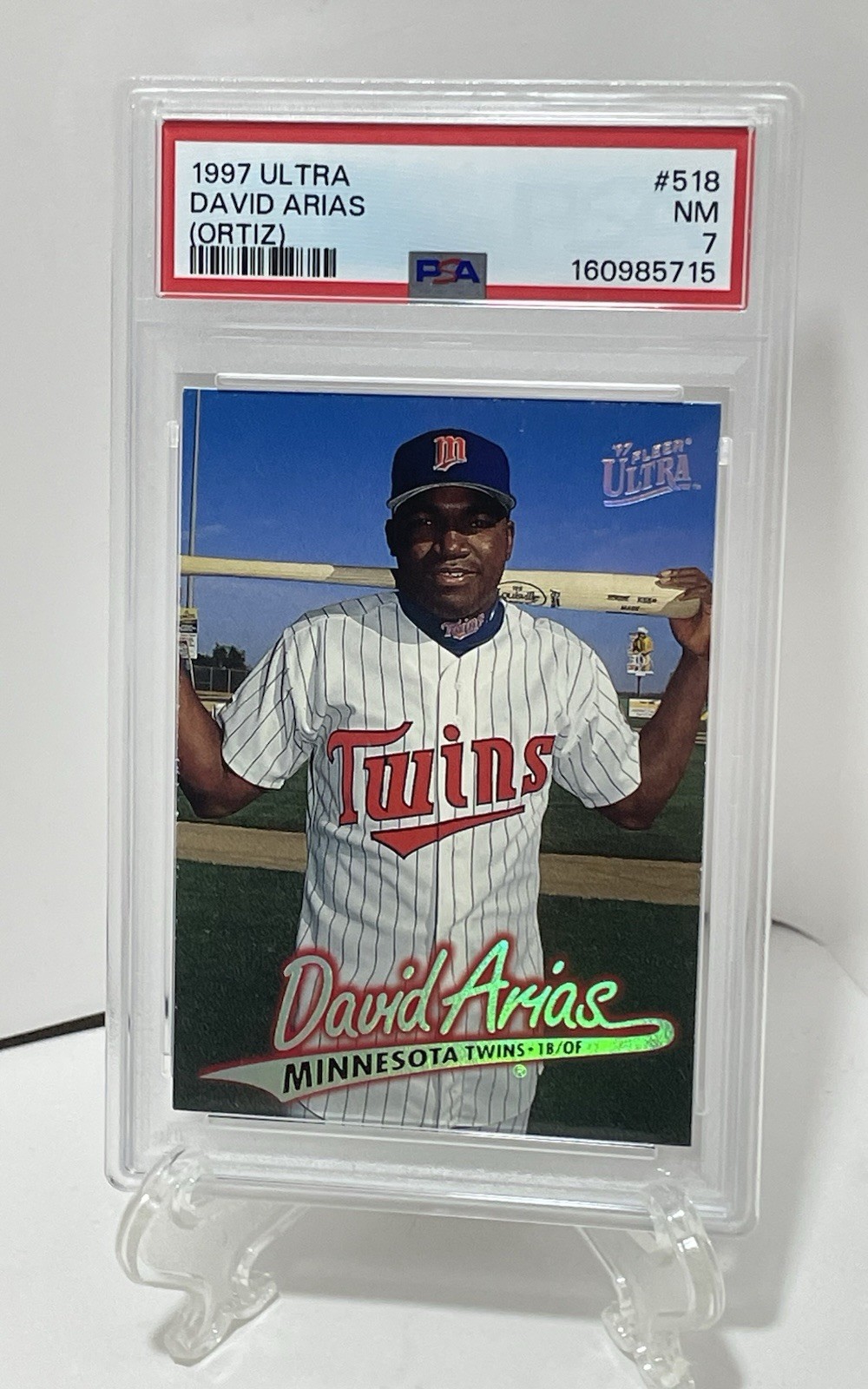 1997 Fleer Ultra David Arias (Ortiz) Rookie #518 PSA 7 Minnesota Twins MLB view 1