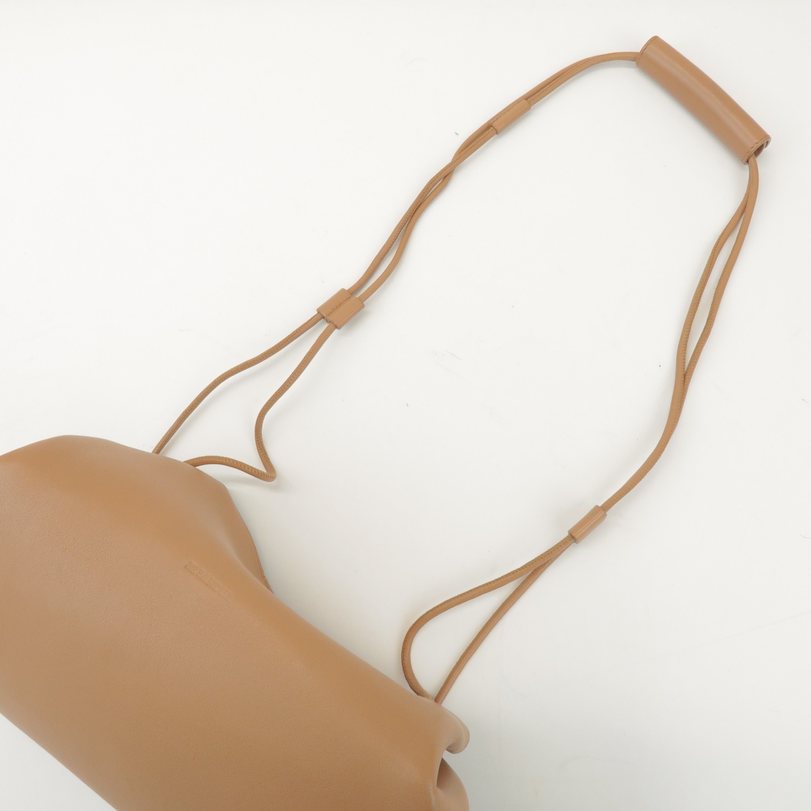 JIL SANDER Drawstring Leather Shoulder Crossbody Bag Light Brown Auth Used F/S